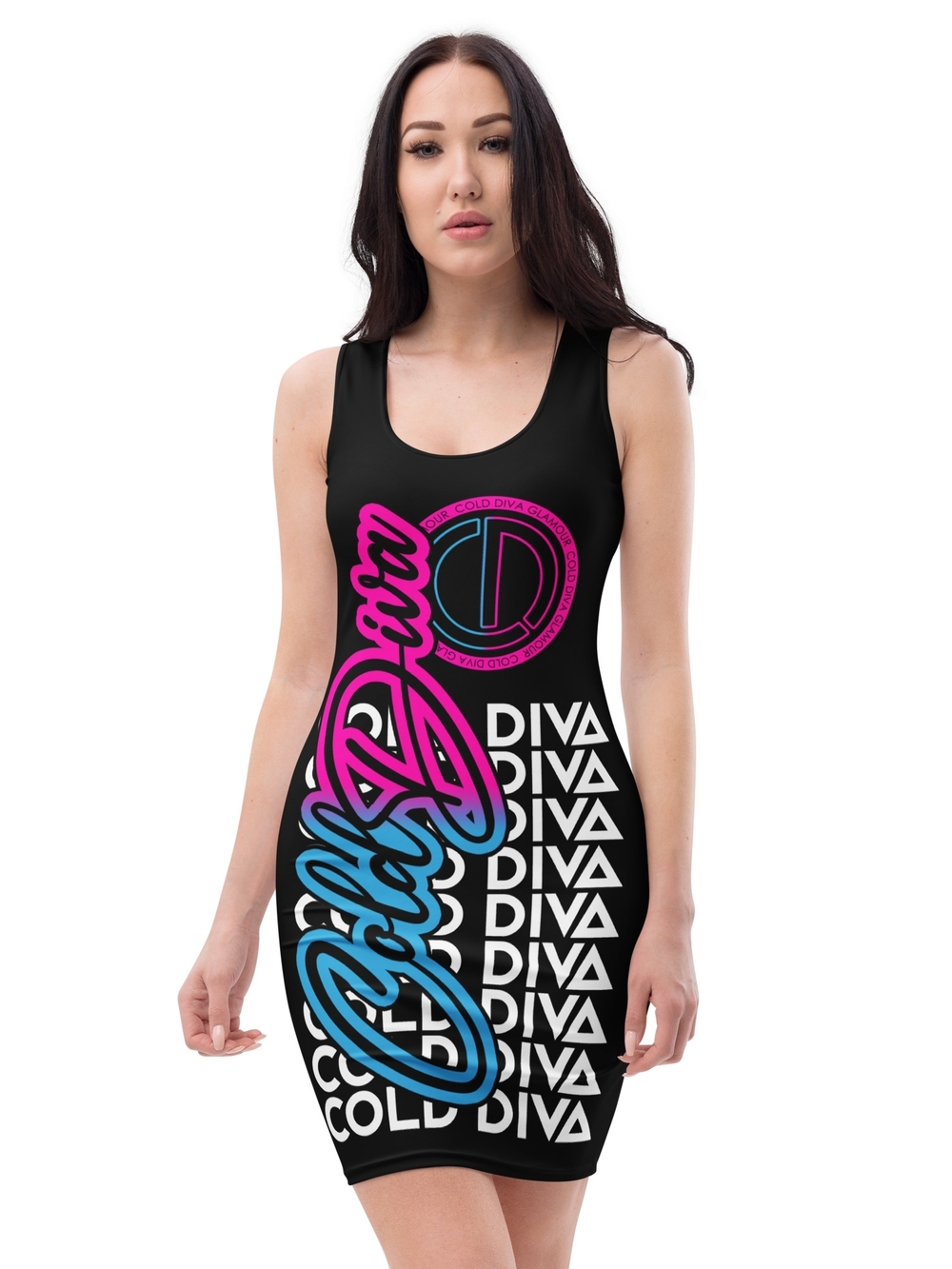 Black Graphic Bodycon Dress